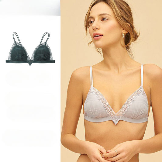 Japanese Sexy Deep V Thin Cotton Beauty Back Bra Triangle Cup