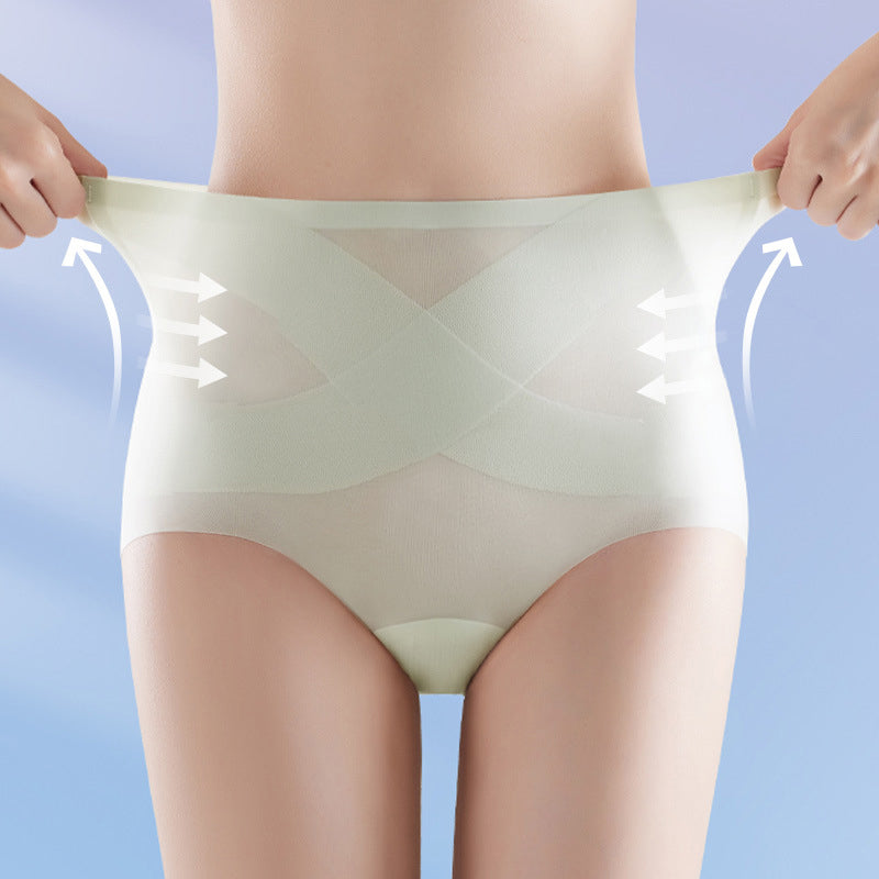 Seamless High Waist Tummy Tuck Ice Silk Panties