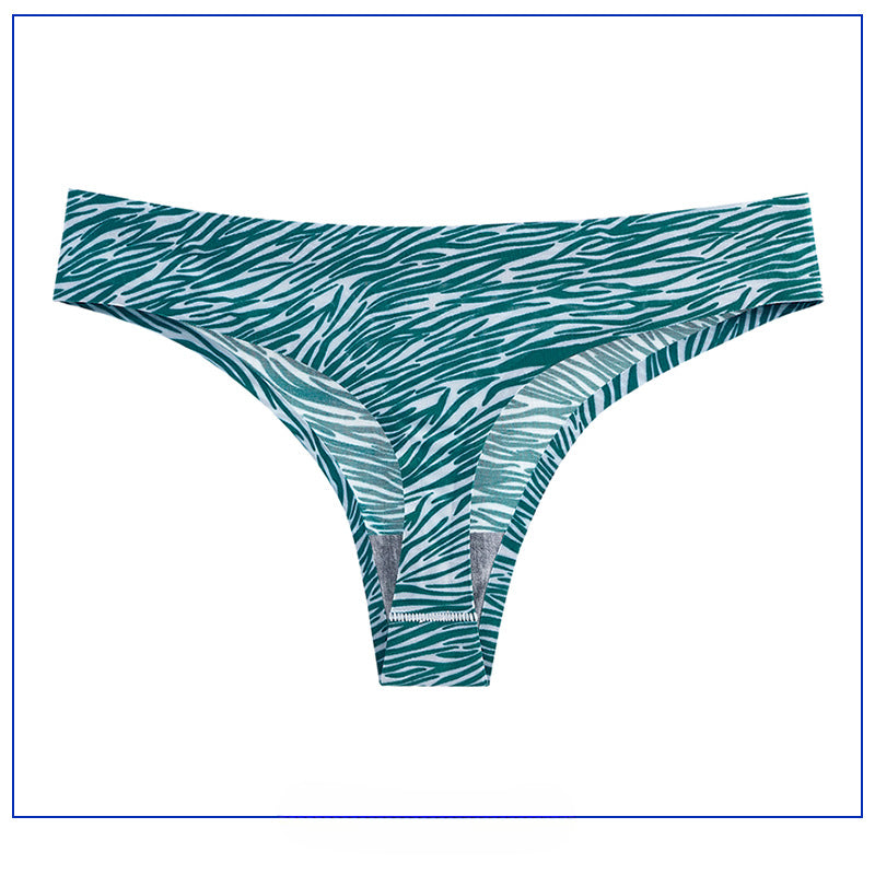 Plus Size Sports No Trace Panties Printed Low Waist Sexy Thongs