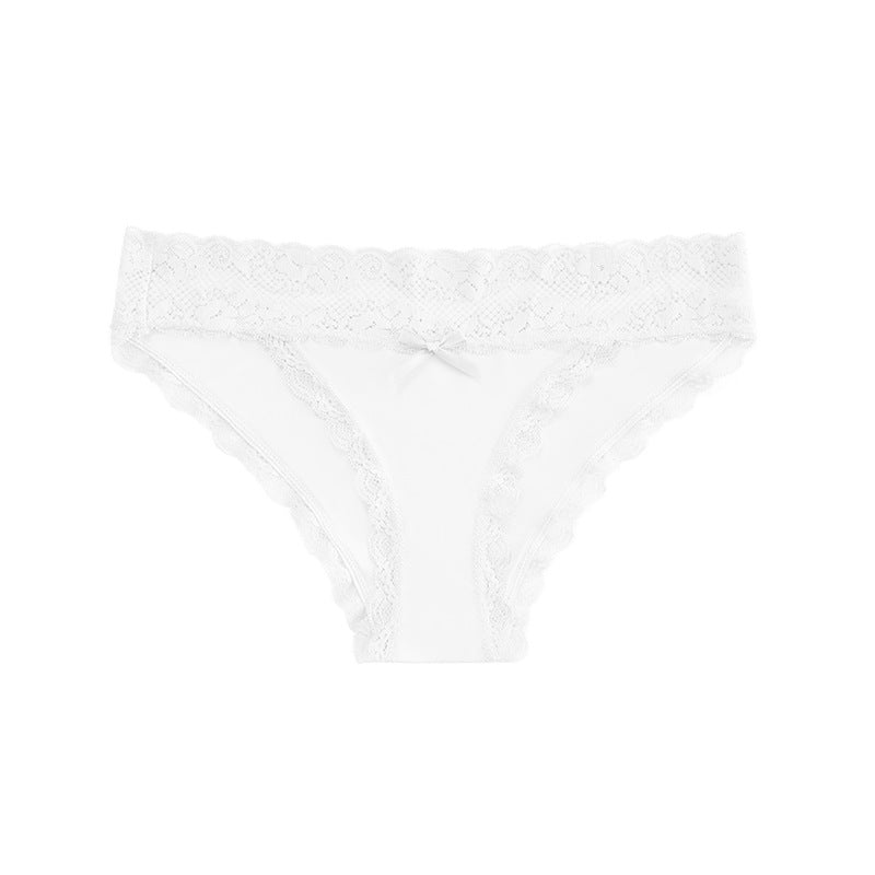 French Lace Splicing No Trace Thin Breathable Sports Low Waisted Panties