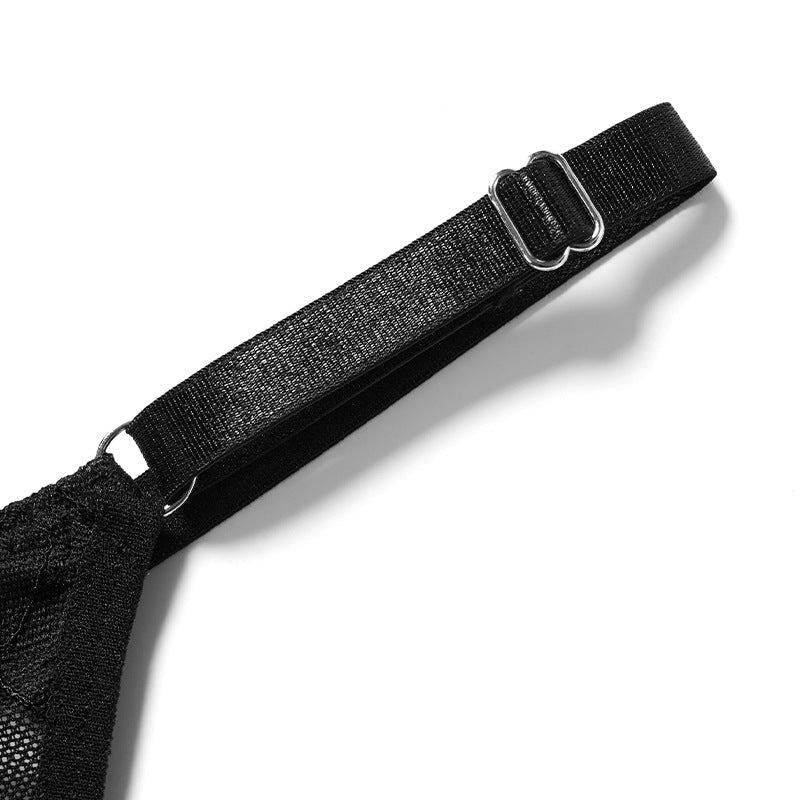 Low Rise Adjustable Spaghetti Straps Lace Splicing Sexy Thong Panties