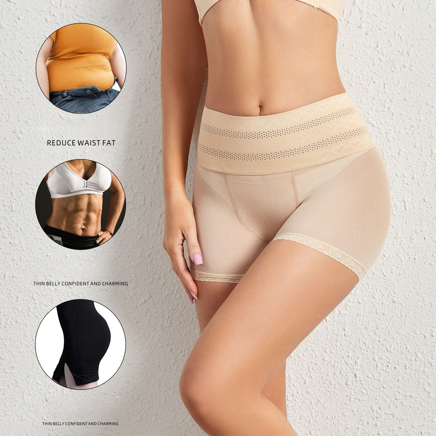 High Waist Shaping Tummy Tuck Pants Hip Lifting Mesh Bottom Panties Shapewear
