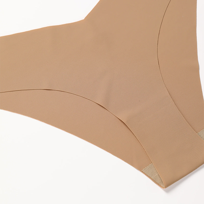 Large Size Seamless Ice Silk V-Shape Waistband One Piece Cotton Crotch Triangle Panties