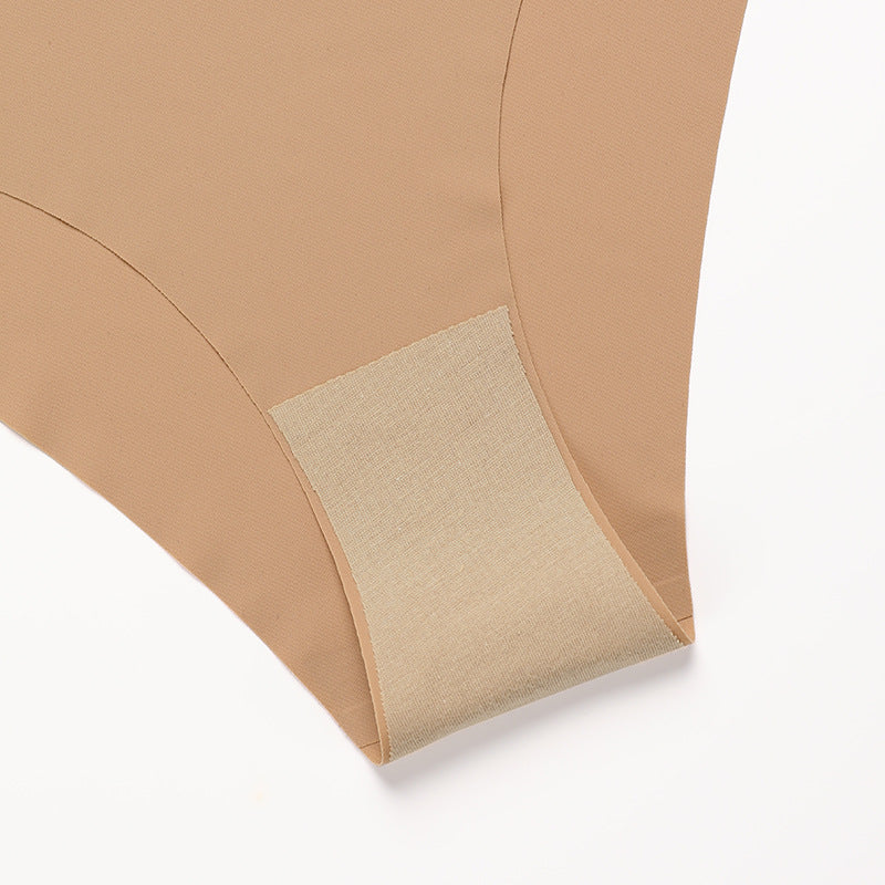 Large Size Seamless Ice Silk V-Shape Waistband One Piece Cotton Crotch Triangle Panties